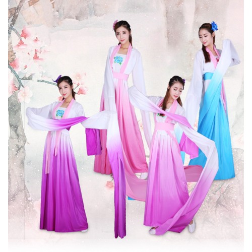 Chinese traditional hanfu water sleeves princess fairy drama cosplay dress chinese folk dance costumes